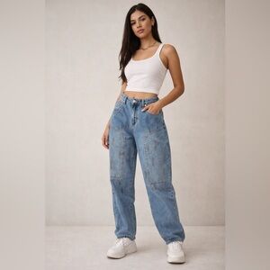 PTCL Ethical Brand High Rise Patch Pocket Jeans Size 27 Blue Denim